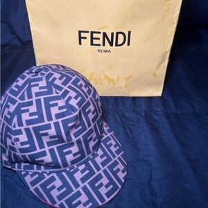 Fendi Black & Pink Plaid Baseball Cap with Branded Interior